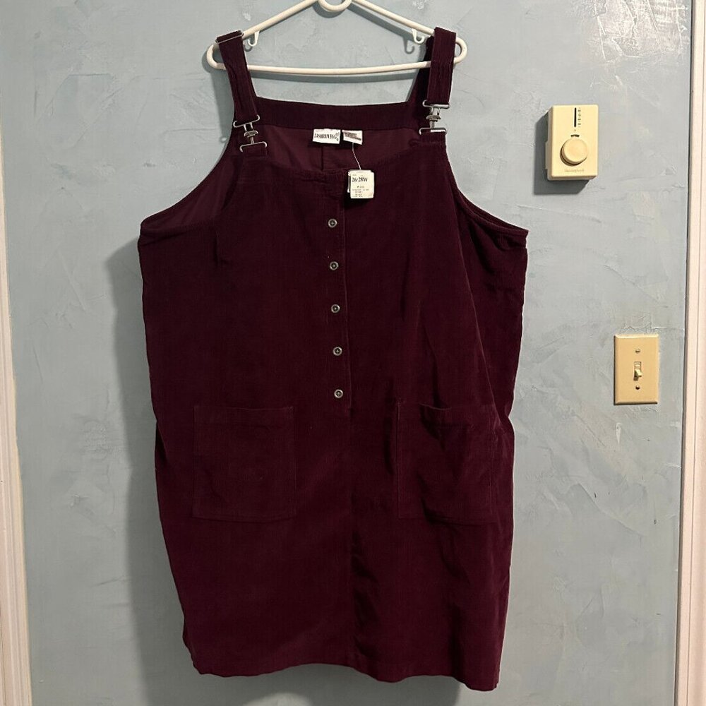 Fashion Bug Corduroy Burgundy Overall Dress Size 26/28W‎